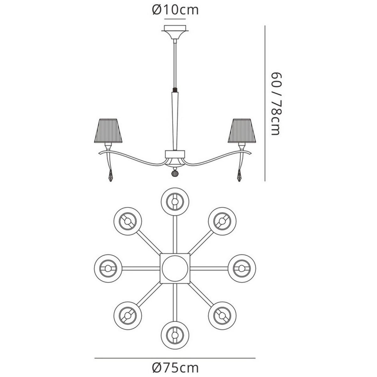 Siena Ceiling Pendant E14, Polished Chrome, Black Shades, Black Crystal - Polished Chrome / 75cm – image 3