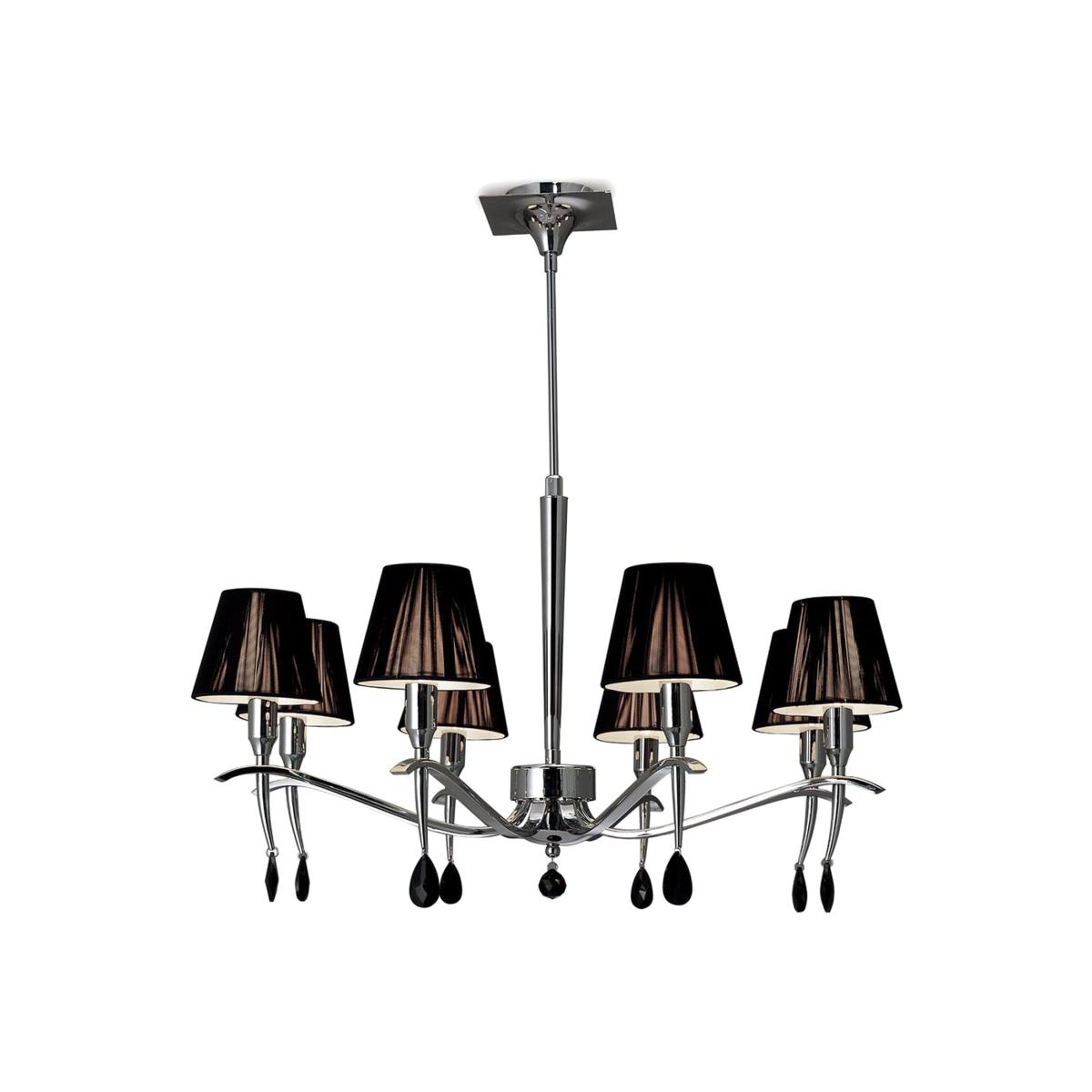 Siena Ceiling Pendant E14, Polished Chrome, Black Shades, Black Crystal - Polished Chrome / 75cm – image 1
