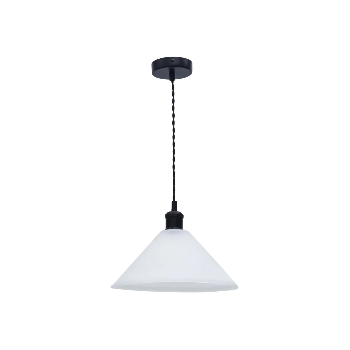 Fenton Black With White Frosted Glass Pendant Light - Black & Frosted – image 1