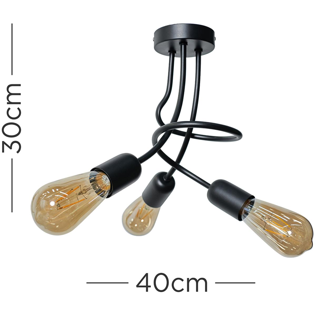 Industrial 3-Way Matt Black Ceiling Light Fitting - Black – image 2