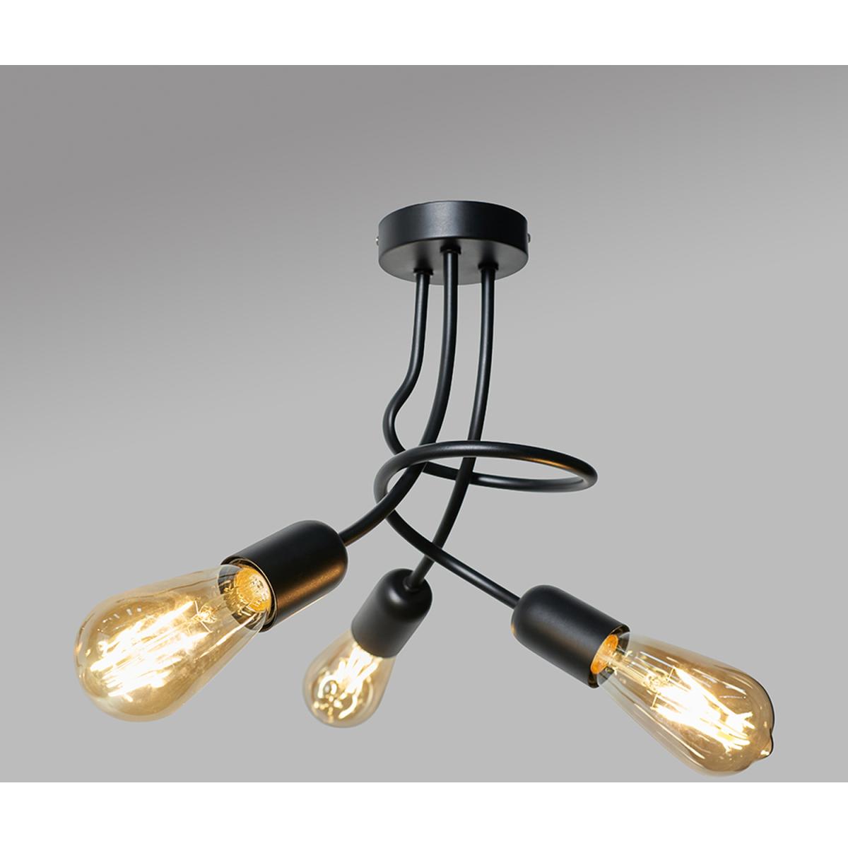 Industrial 3-Way Matt Black Ceiling Light Fitting - Black – image 3