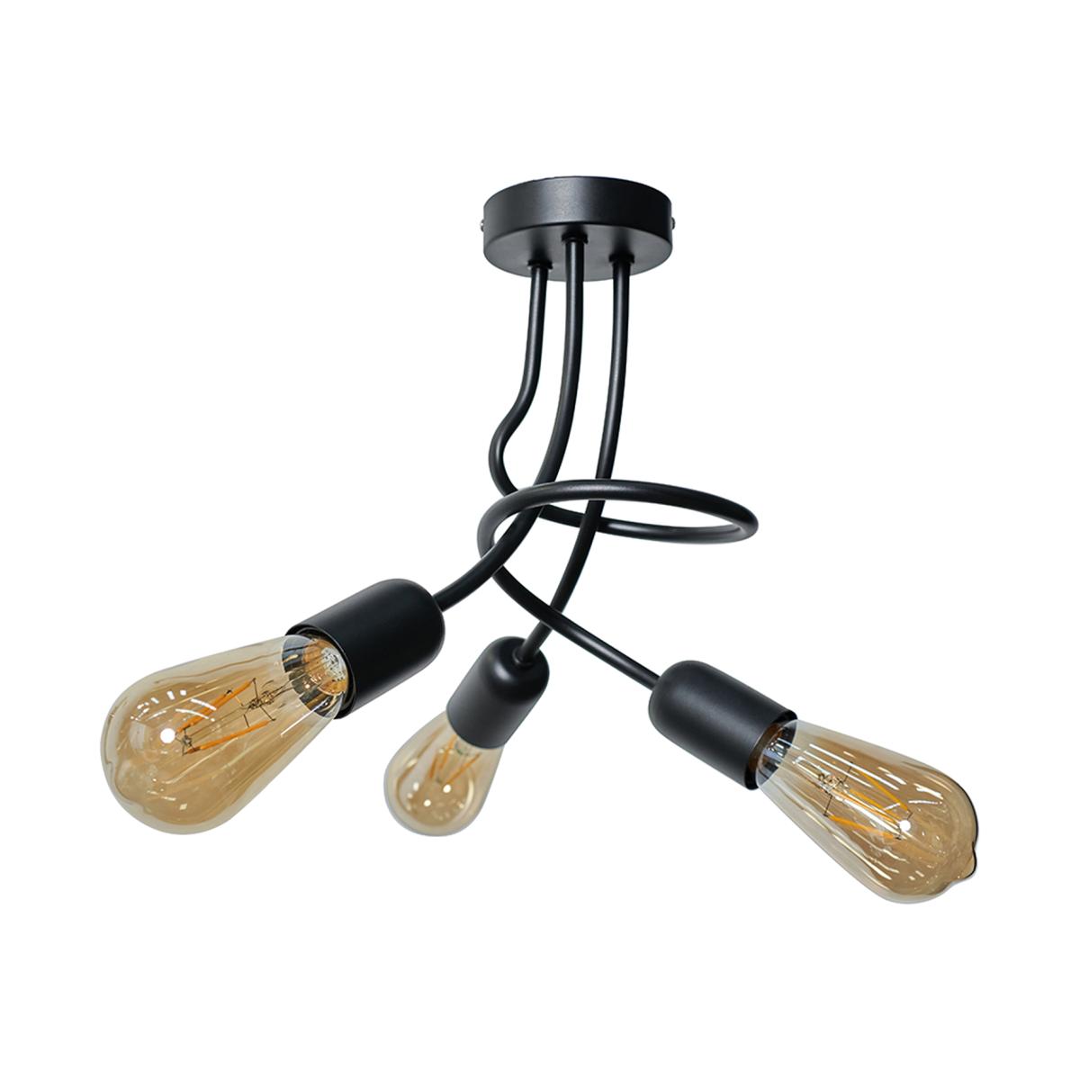 Industrial 3-Way Matt Black Ceiling Light Fitting - Black – image 1