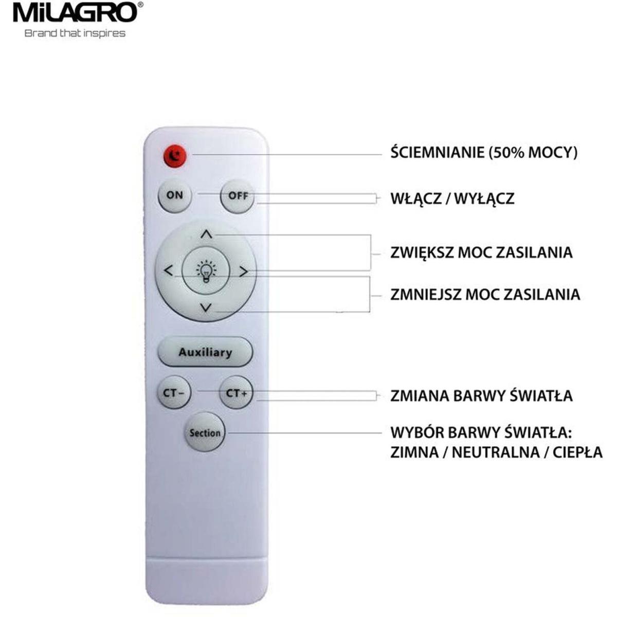 Milagro Ceiling Lamp Vela 24W Led 420 mm Dimmable Remote White - White – image 3