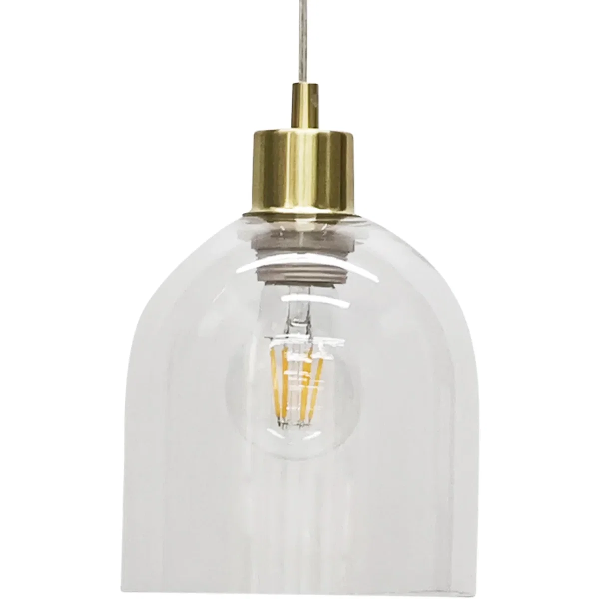 Belten Clear Glass Cloche With Satin Brass Pendant Fitting - Satin Brass & Clear – image 2