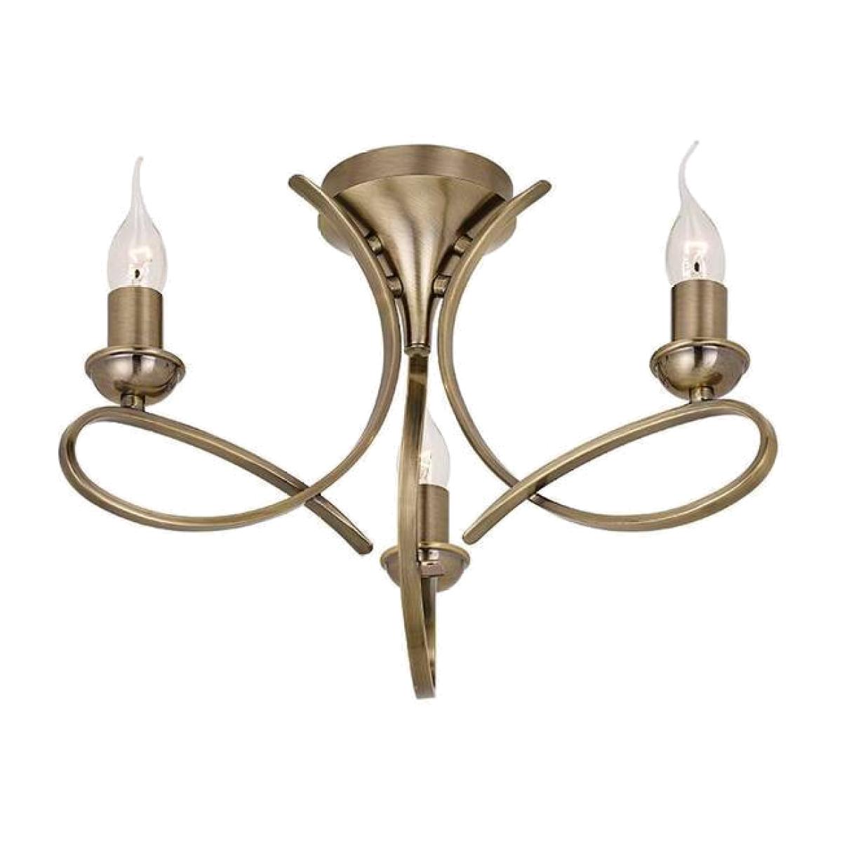 Penn 3 Light Semi Flush Ceiling Light Brushed Brass effect plate, E14 - Brushed brass effect plate – image 1