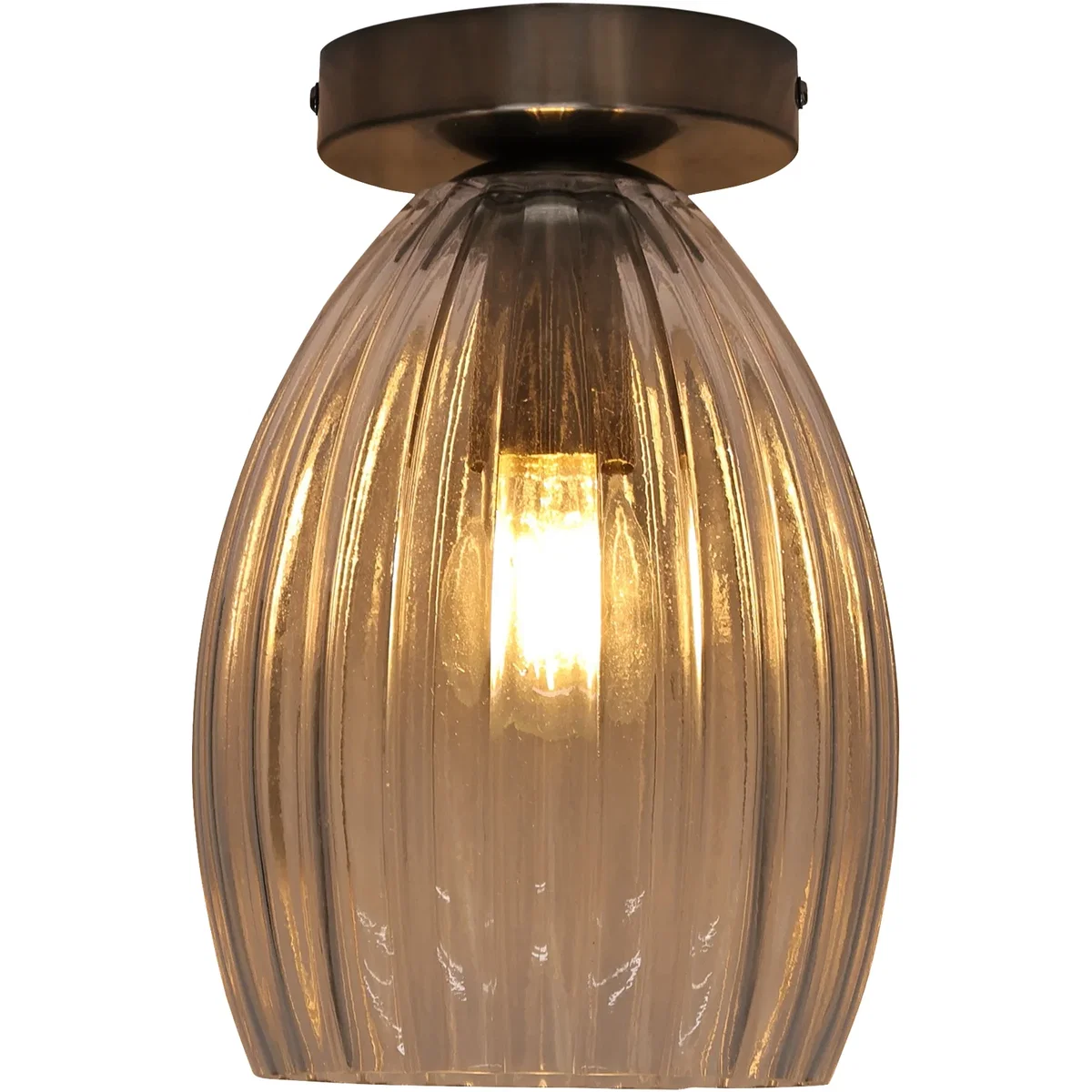 Set Of 2 Birch Fluted Glass Satin Nickel Ceiling Light Fittings - Satin Nickel & Clear – image 3
