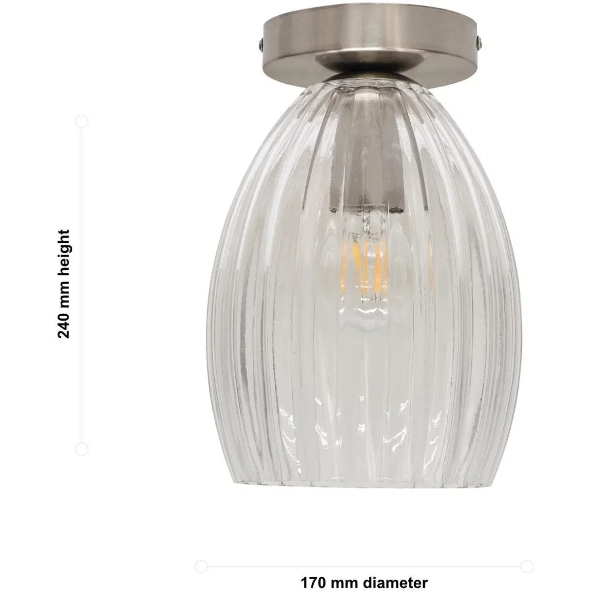 Set Of 2 Birch Fluted Glass Satin Nickel Ceiling Light Fittings - Satin Nickel & Clear – image 6
