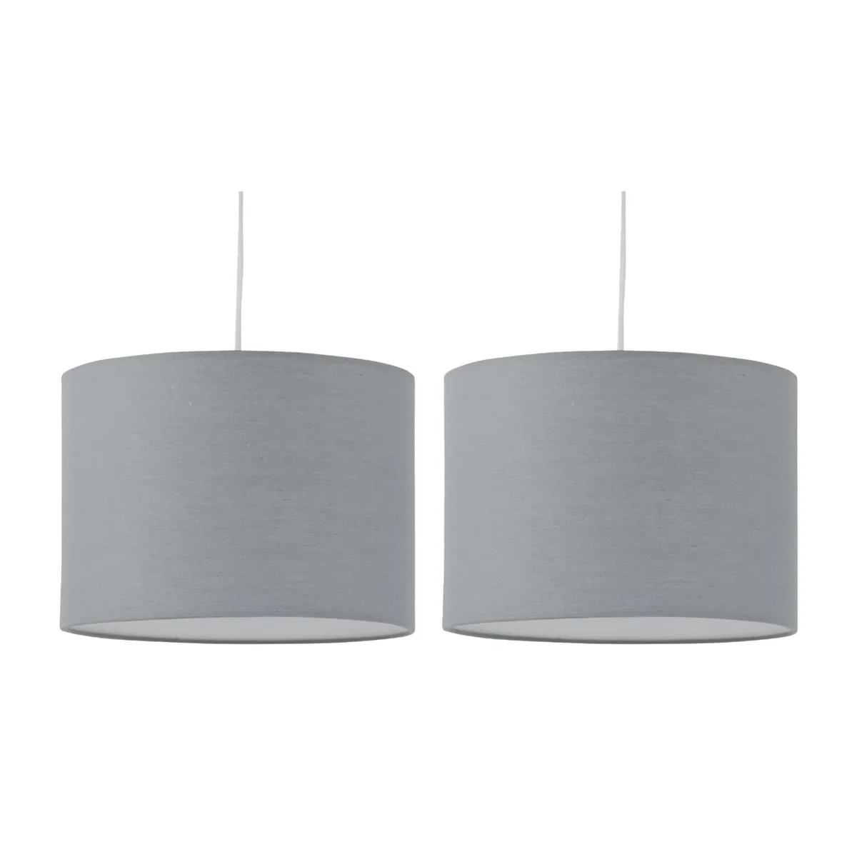 Set Of 2 Grey Textured Cotton 25cm Pendant Lightshades - Grey – image 1