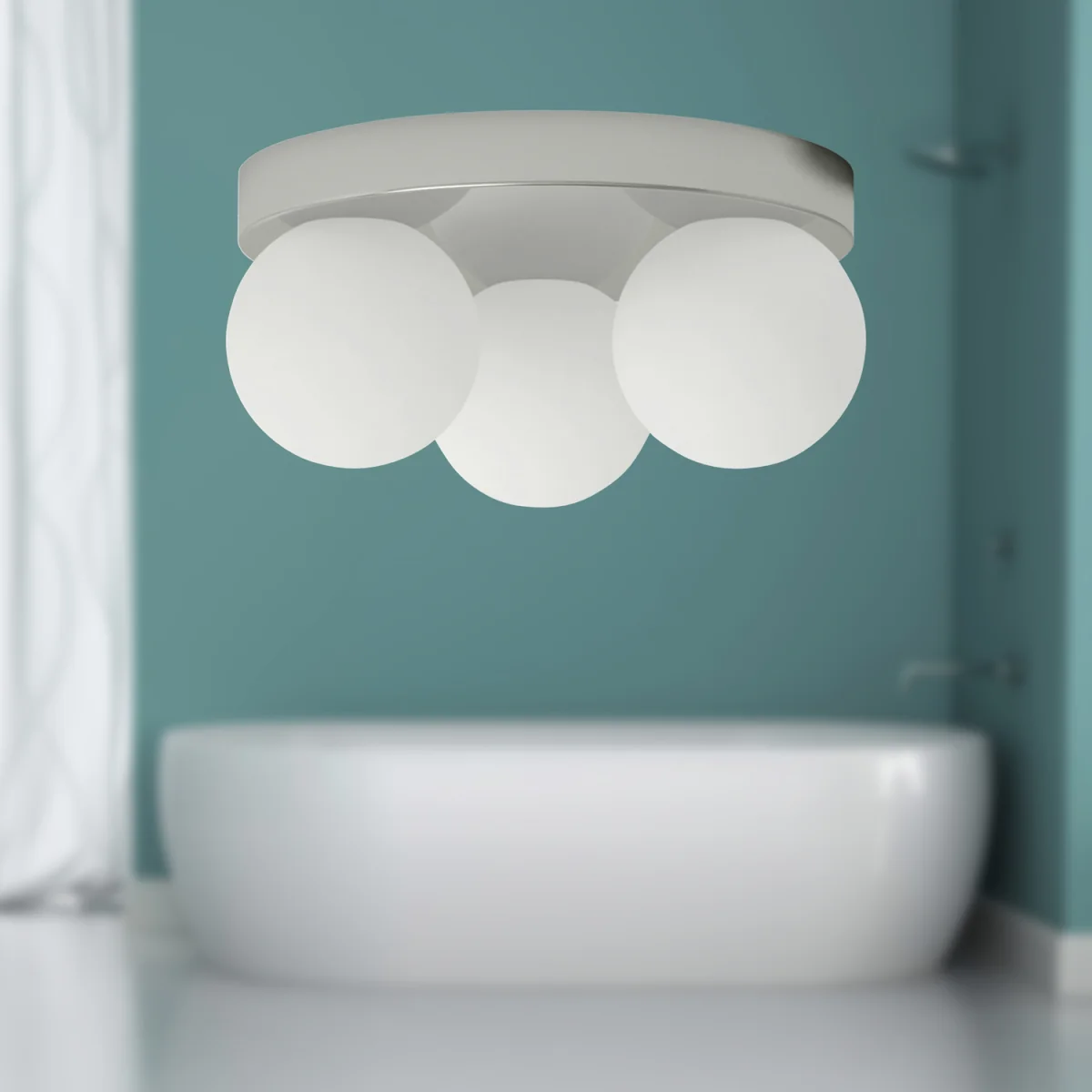 Edit 3lt Bathroom Ceiling Flush Light - Polished Chrome Plate And Matt Opal Glass – image 3