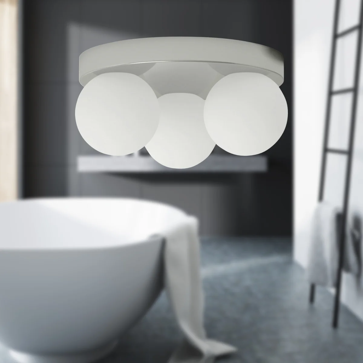 Edit 3lt Bathroom Ceiling Flush Light - Polished Chrome Plate And Matt Opal Glass – image 4
