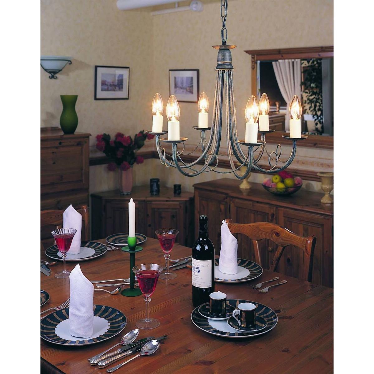 Minster 6 Light Chandelier Black, Gold Finish, E14 - Black – image 2