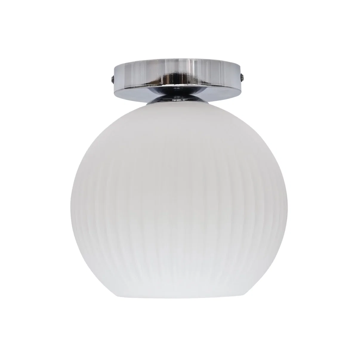 Betchley White Ribbed Glass Globe Chrome Ceiling Light Fitting - Chrome & White – image 1