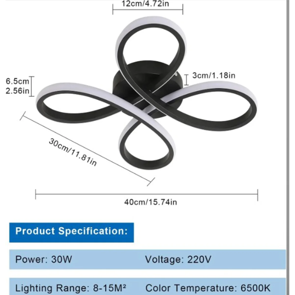 Ceiling Light Black LED Flower Shape - Black – image 2
