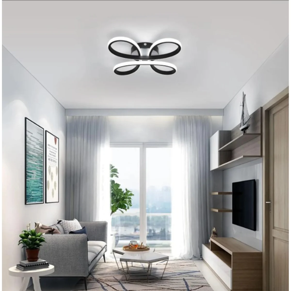Ceiling Light Black LED Flower Shape - Black – image 3