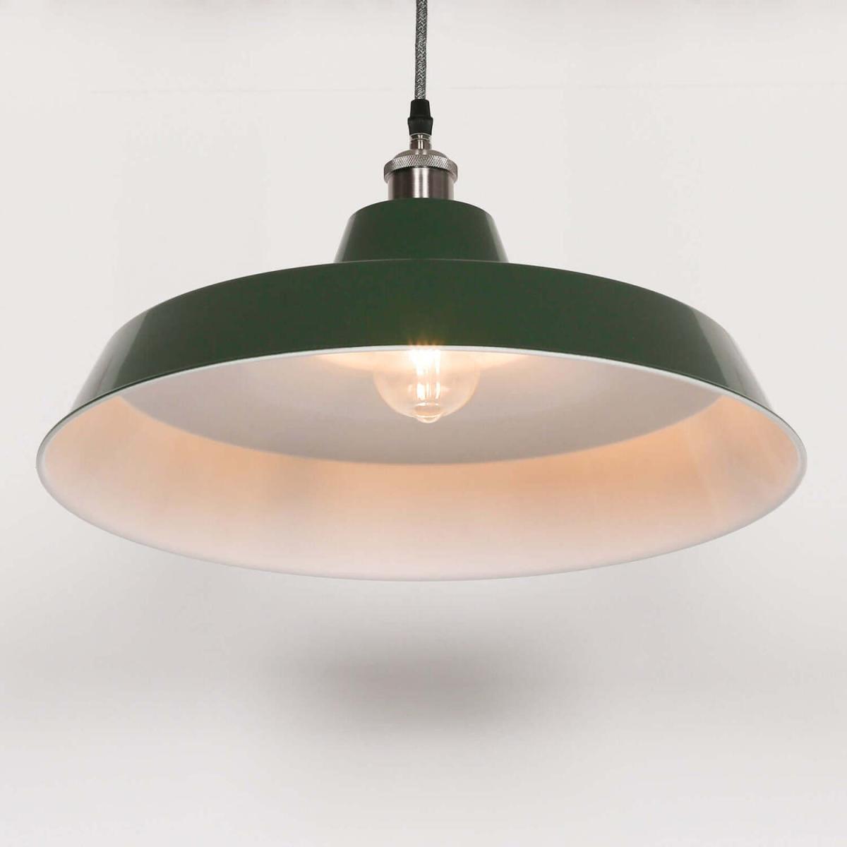 Large British Green Ceiling Pendant Light Factory Style - British Green – image 5