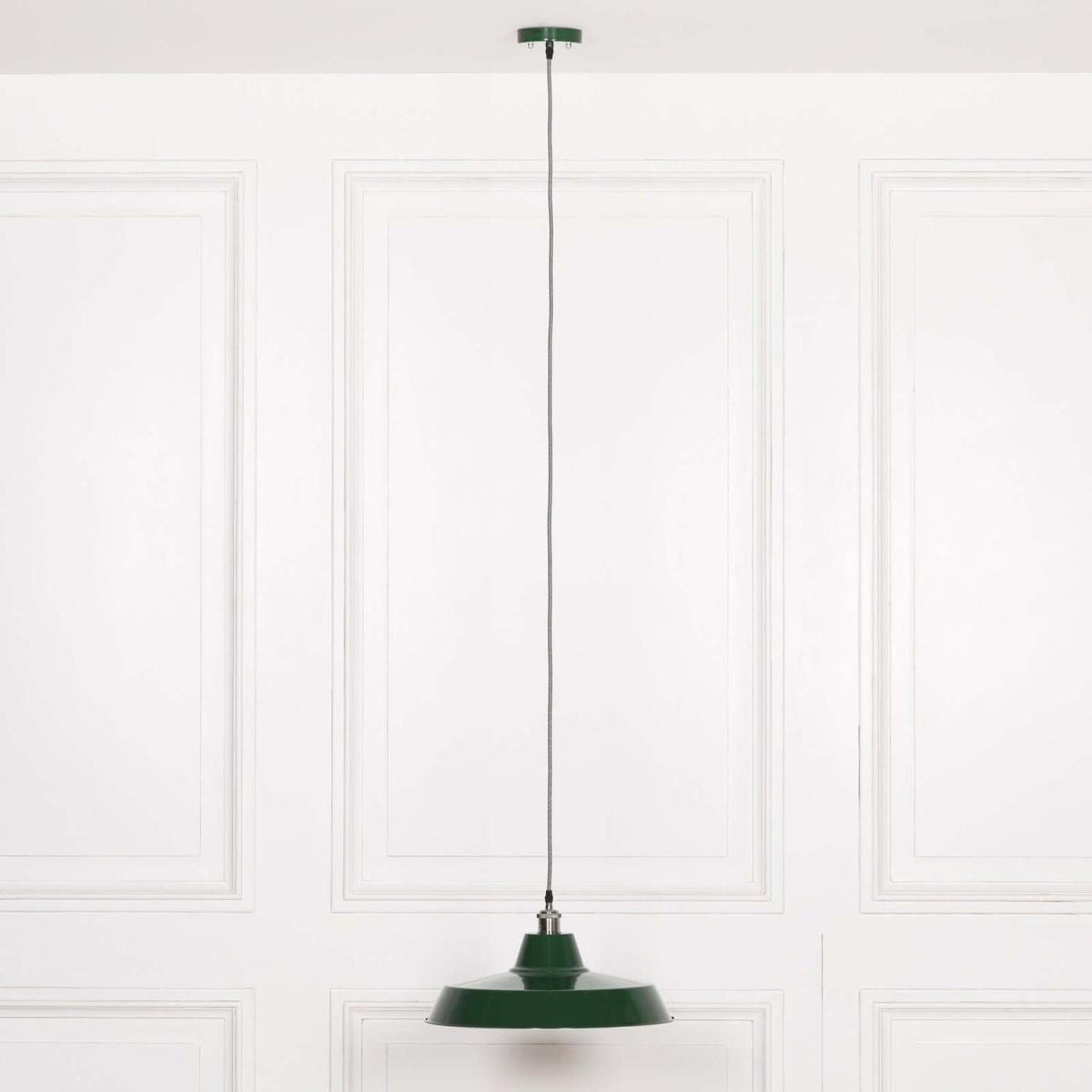 Large British Green Ceiling Pendant Light Factory Style - British Green – image 6