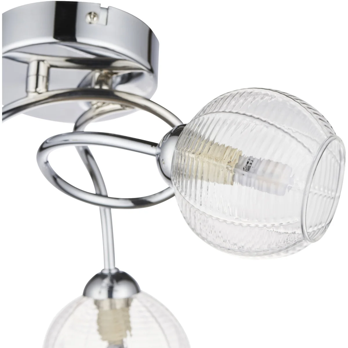 Tatton 3lt Flush Ceiling Light - Polished Chrome Plate And Clear Ribbed Glass – image 2