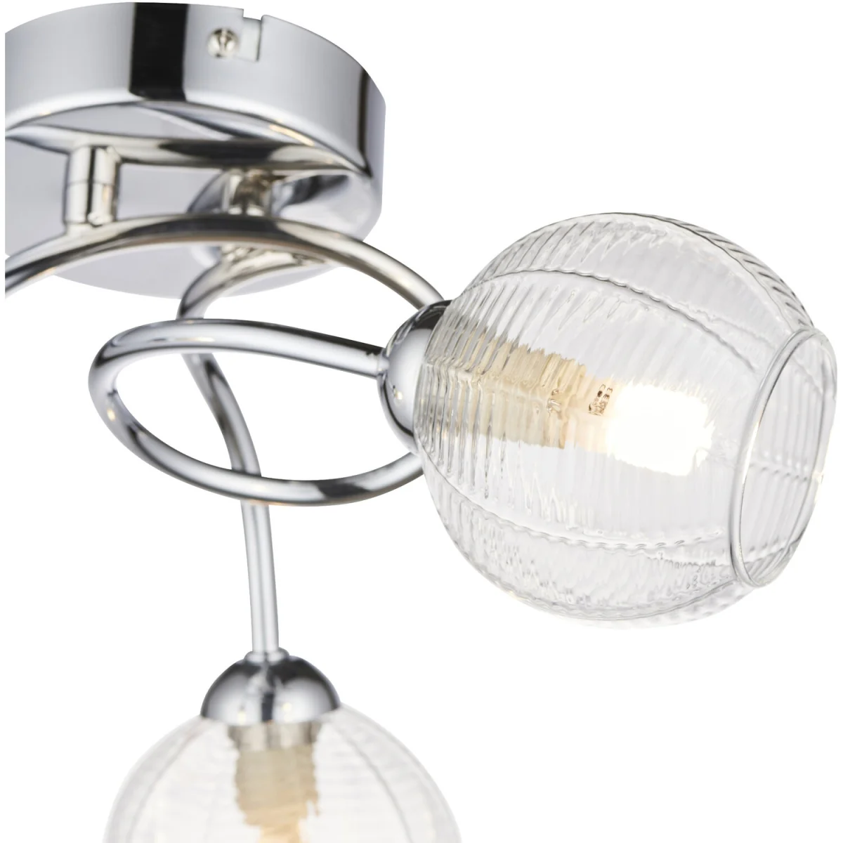 Tatton 3lt Flush Ceiling Light - Polished Chrome Plate And Clear Ribbed Glass – image 3