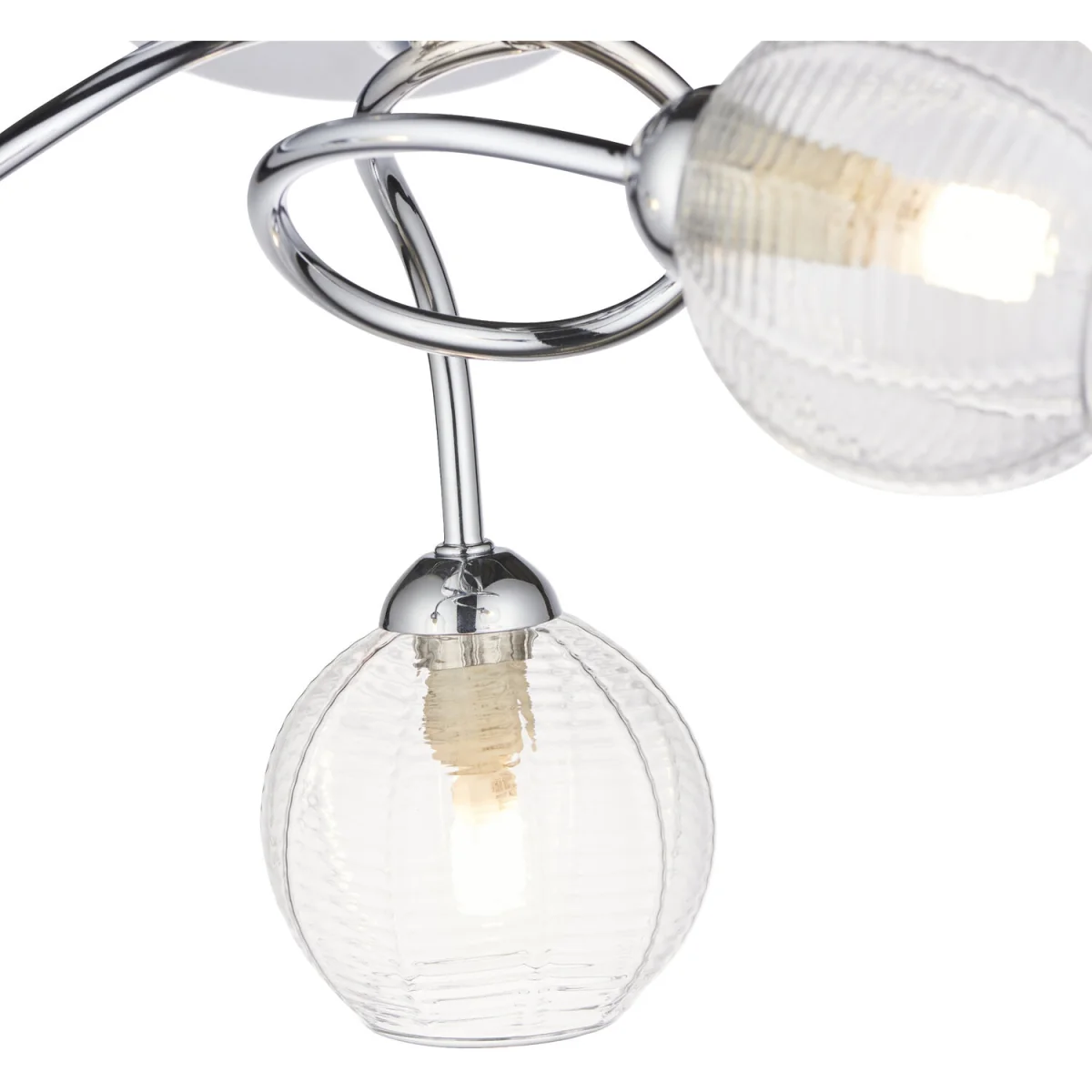 Tatton 3lt Flush Ceiling Light - Polished Chrome Plate And Clear Ribbed Glass – image 4