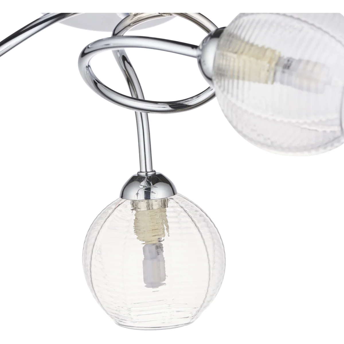 Tatton 3lt Flush Ceiling Light - Polished Chrome Plate And Clear Ribbed Glass – image 5