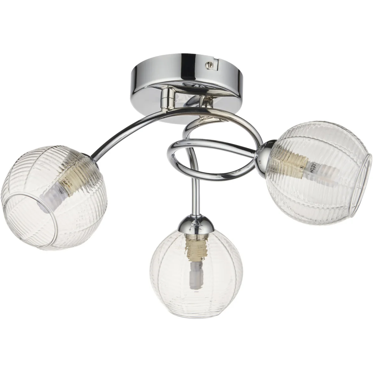 Tatton 3lt Flush Ceiling Light - Polished Chrome Plate And Clear Ribbed Glass – image 6