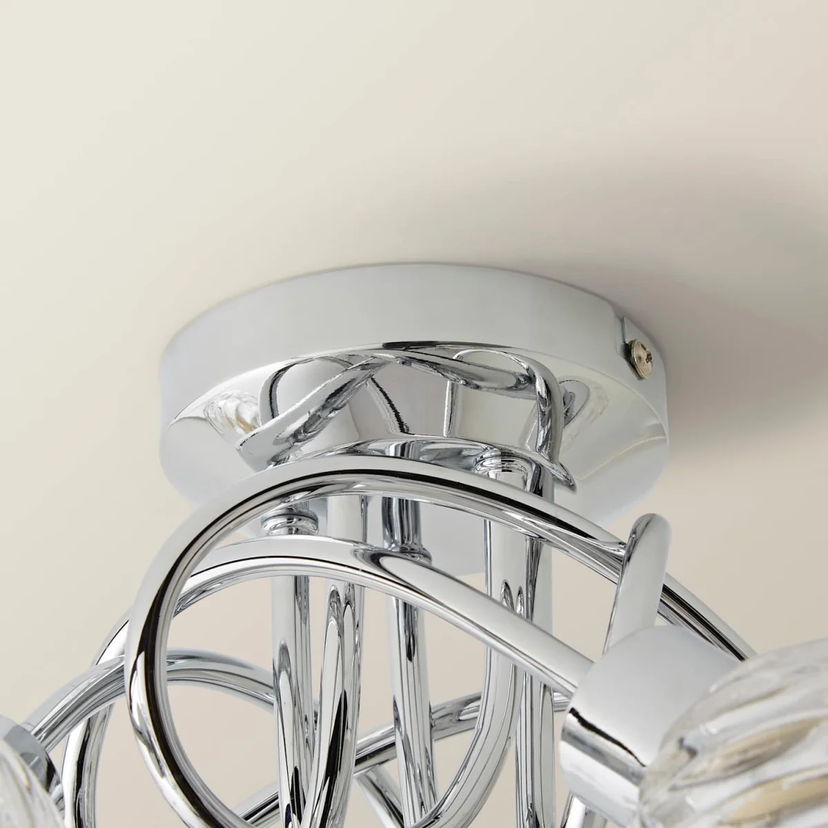 Reyka 5 Way Polished Chrome Curved Arm Flush Ceiling Light With Swirled Glass Shades - Chrome – image 6