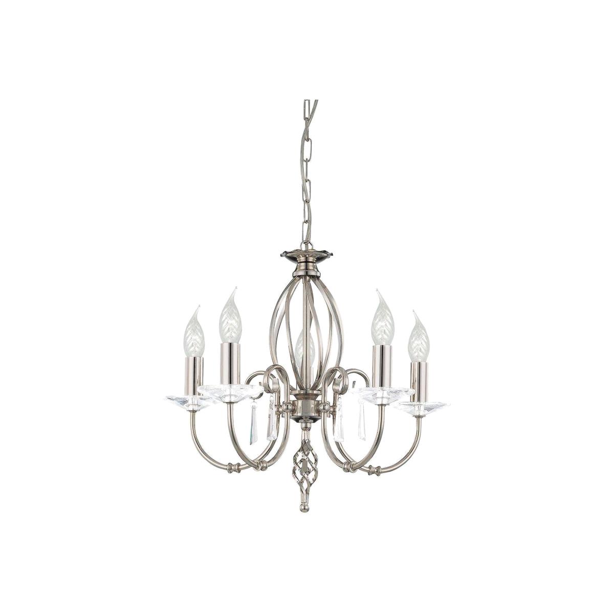 Aegean 5 Light Chandelier Polished Nickel Finish, E14 - Polished Nickel