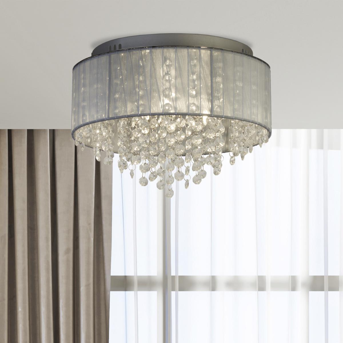 Flush with wrapped chiffon shade - Gray – image 4