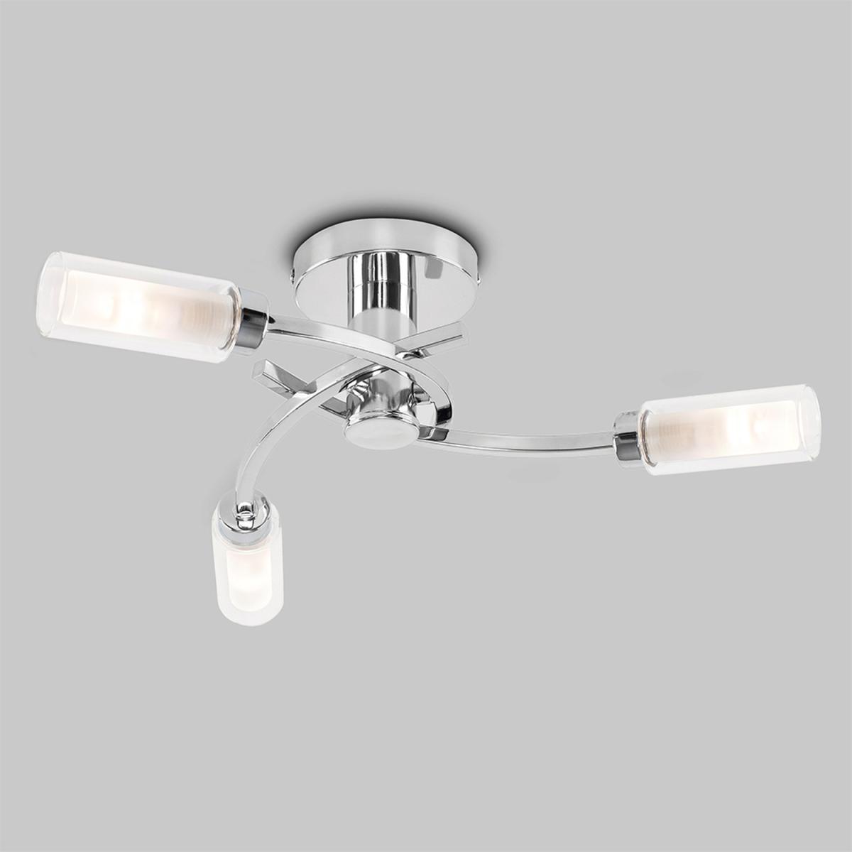 Modern 3 Way Spiral Flush Chrome Ceiling Light Fitting With Glass Shades - Silver – image 3