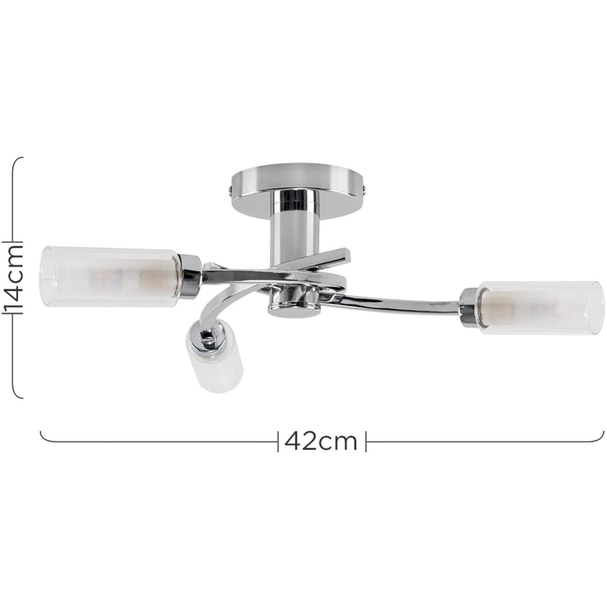 Modern 3 Way Spiral Flush Chrome Ceiling Light Fitting With Glass Shades - Silver – image 6