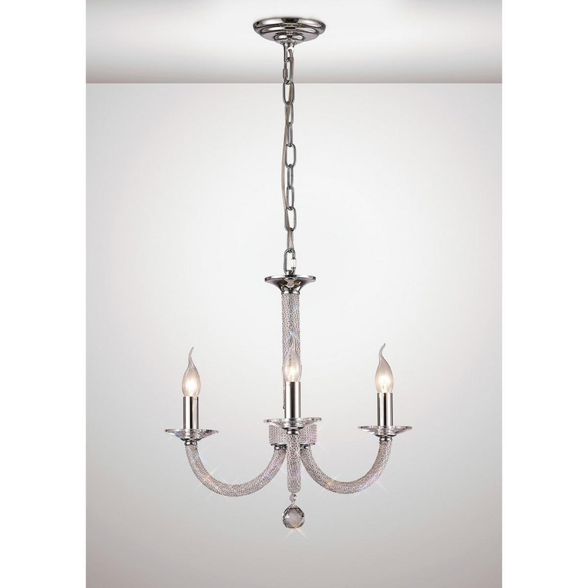 Elena Ceiling Pendant Chandelier 3 Light Polished Chrome, Crystal - Polished Chrome – image 2