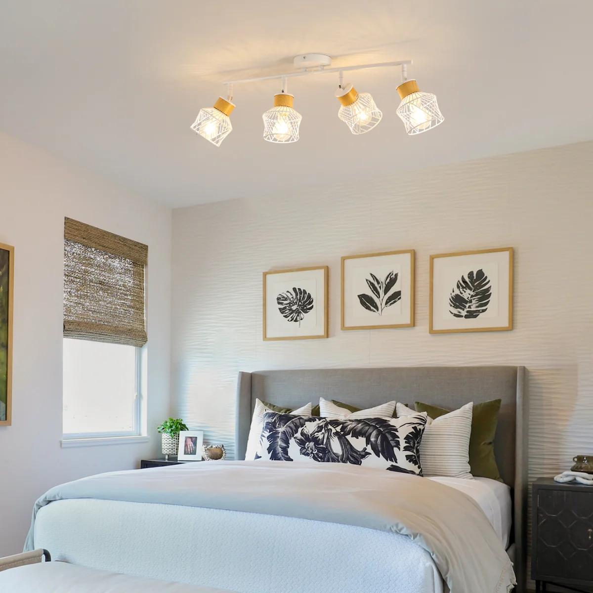 GOECO White Ceiling Light with 4 Adjustable Spotlights E27 Ceiling Spotlight - White – image 4