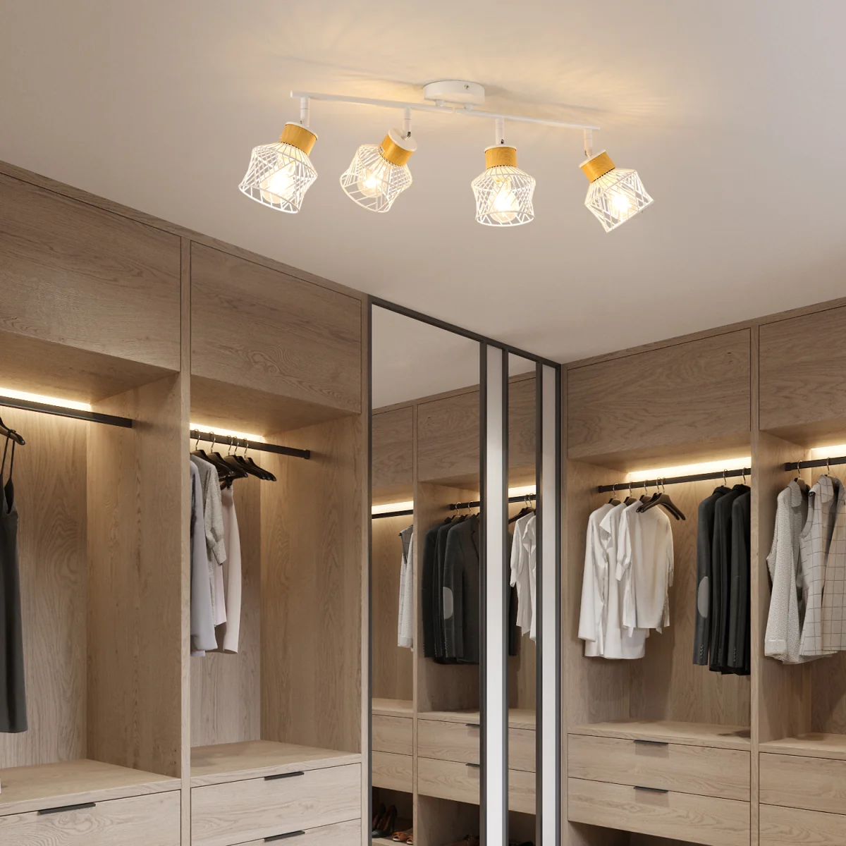 GOECO White Ceiling Light with 4 Adjustable Spotlights E27 Ceiling Spotlight - White – image 6