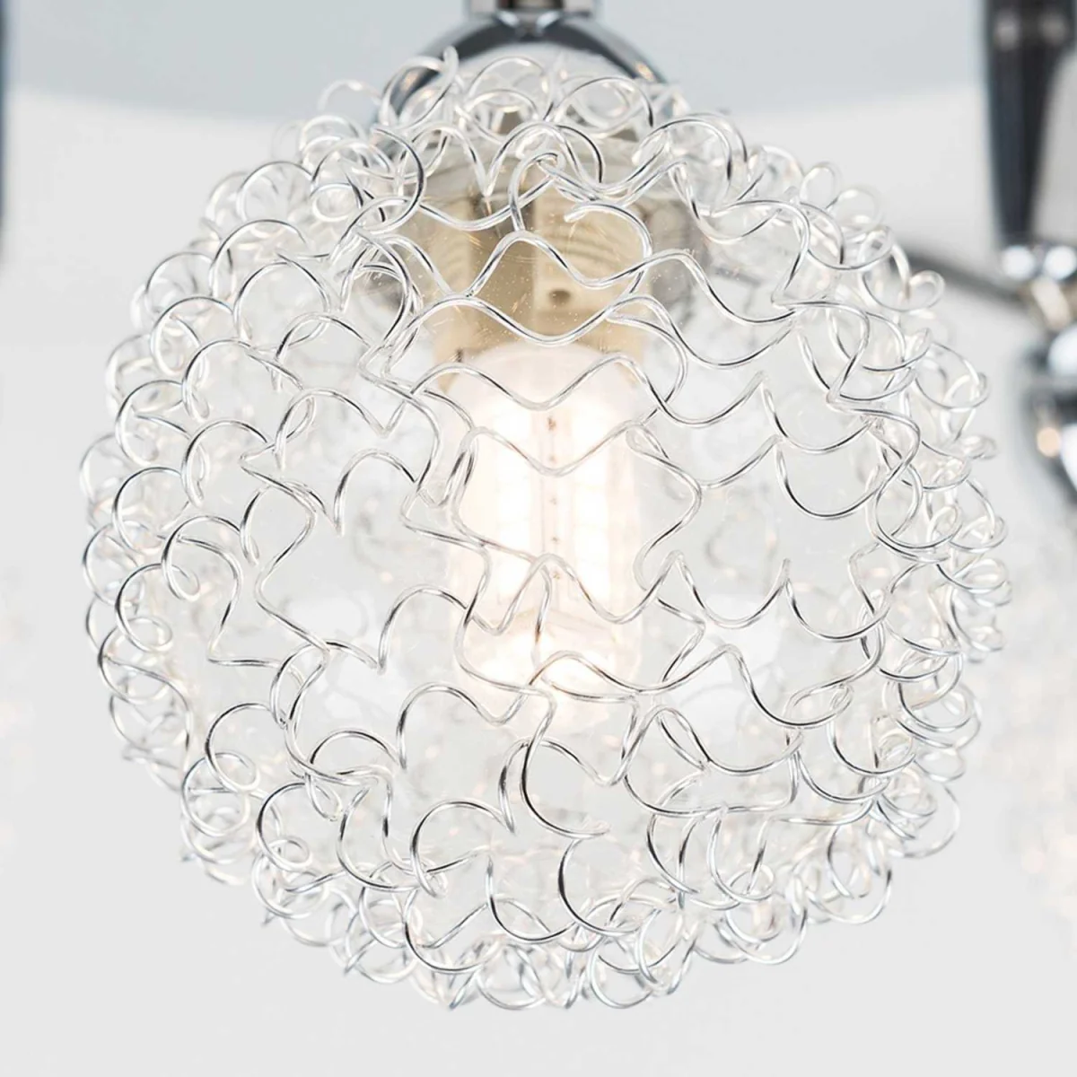 Alambre 3 Way Polished Chrome Flush Ceiling Light with Globe Shades - Chrome – image 4