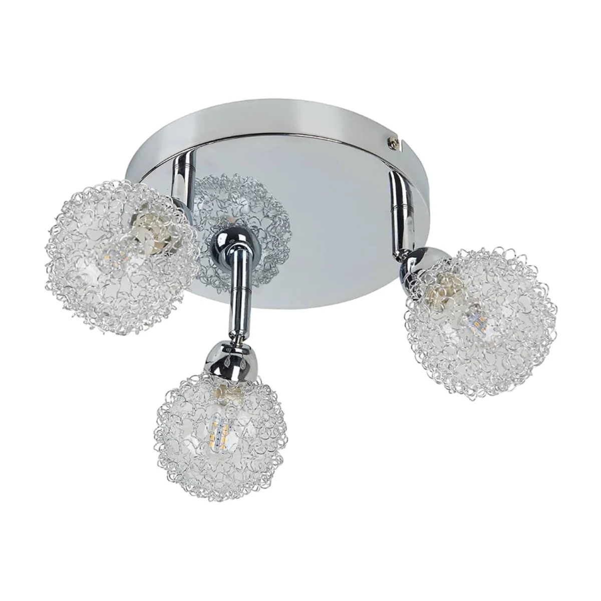Alambre 3 Way Polished Chrome Flush Ceiling Light with Globe Shades - Chrome – image 1