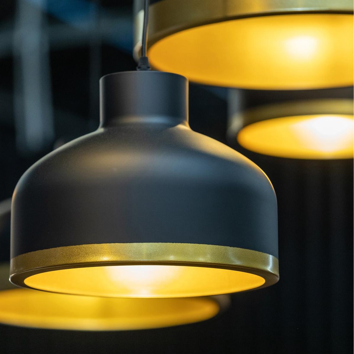 CGC GOLDI Large Black Dome Ceiling Pendant Light with Gold Trim - black – image 2