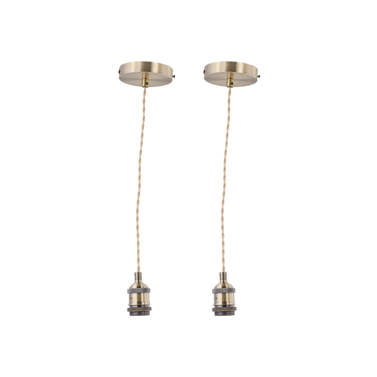 Set Of 2 Flex Antique Brass Pendant Kits With Cream Braided Cable - Antique Brass – image 1