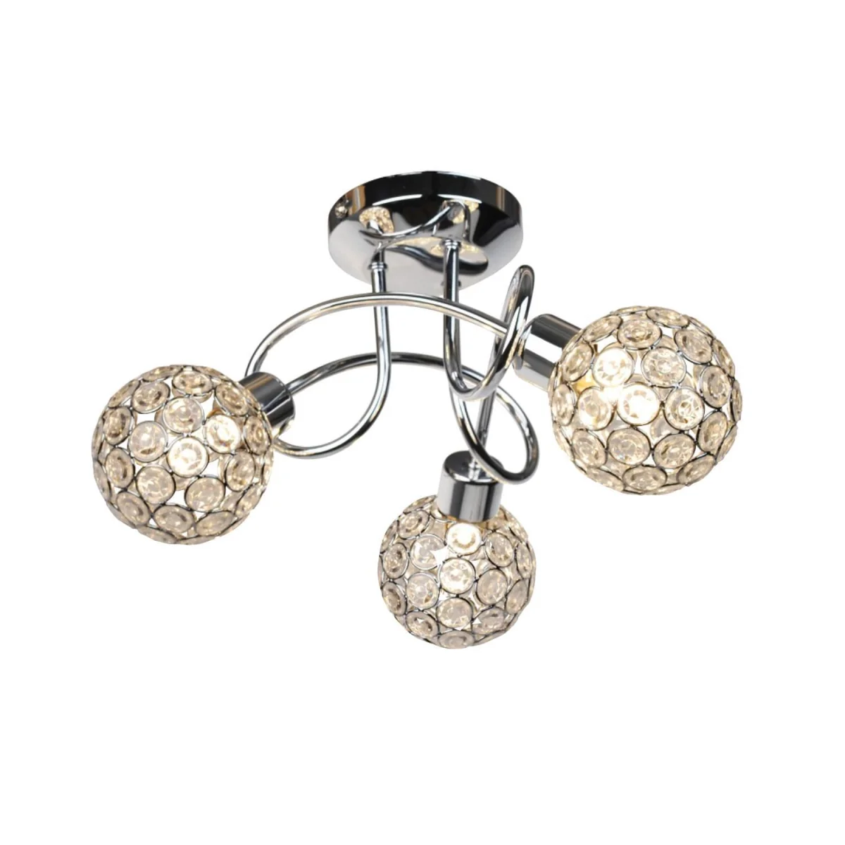 Reno 3lt Flush Ceiling Light - Polished Chrome Plate And Clear Beaded Glass – image 7