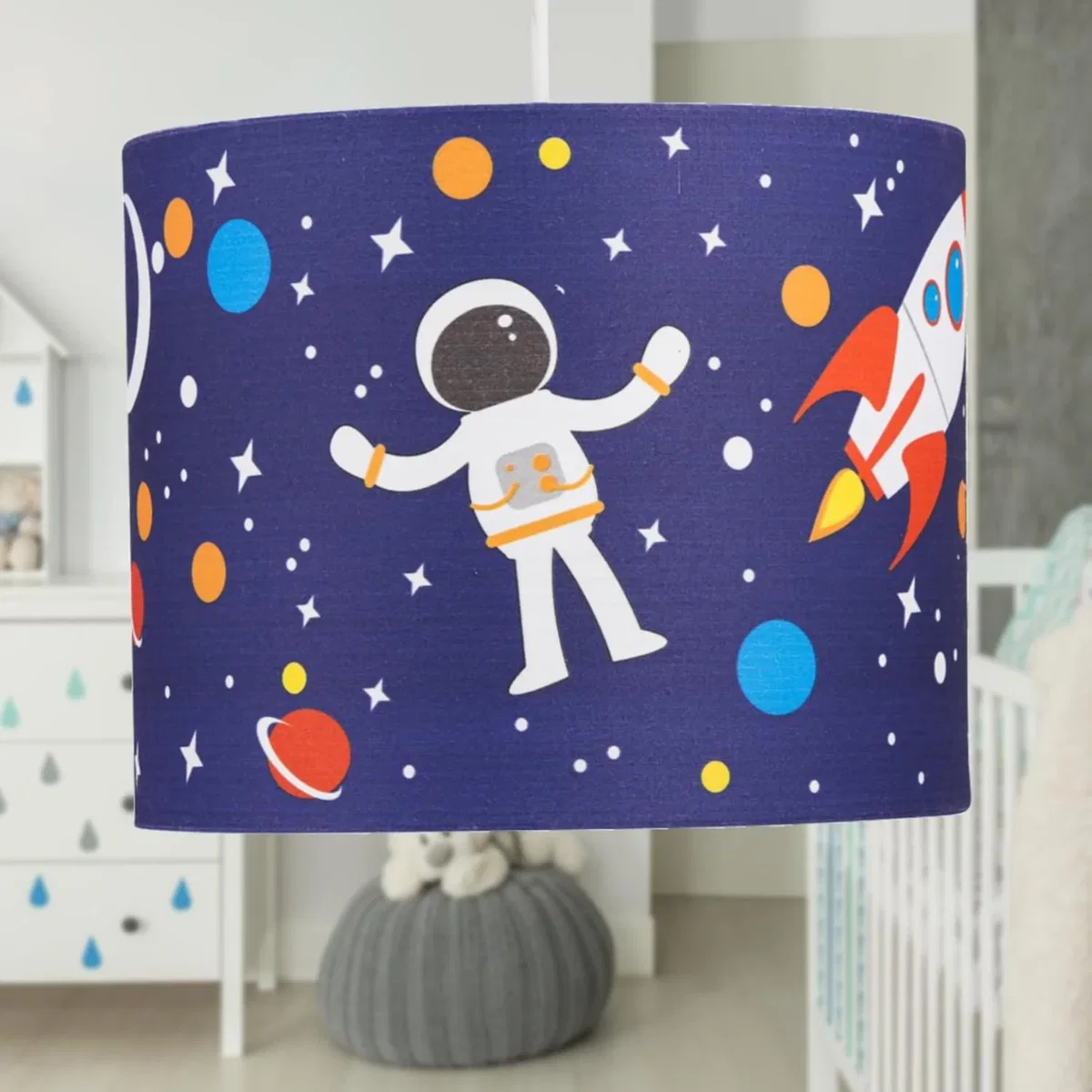 Space Rocket 25cm Easy Fit Ceiling Light Shade - Blue – image 7
