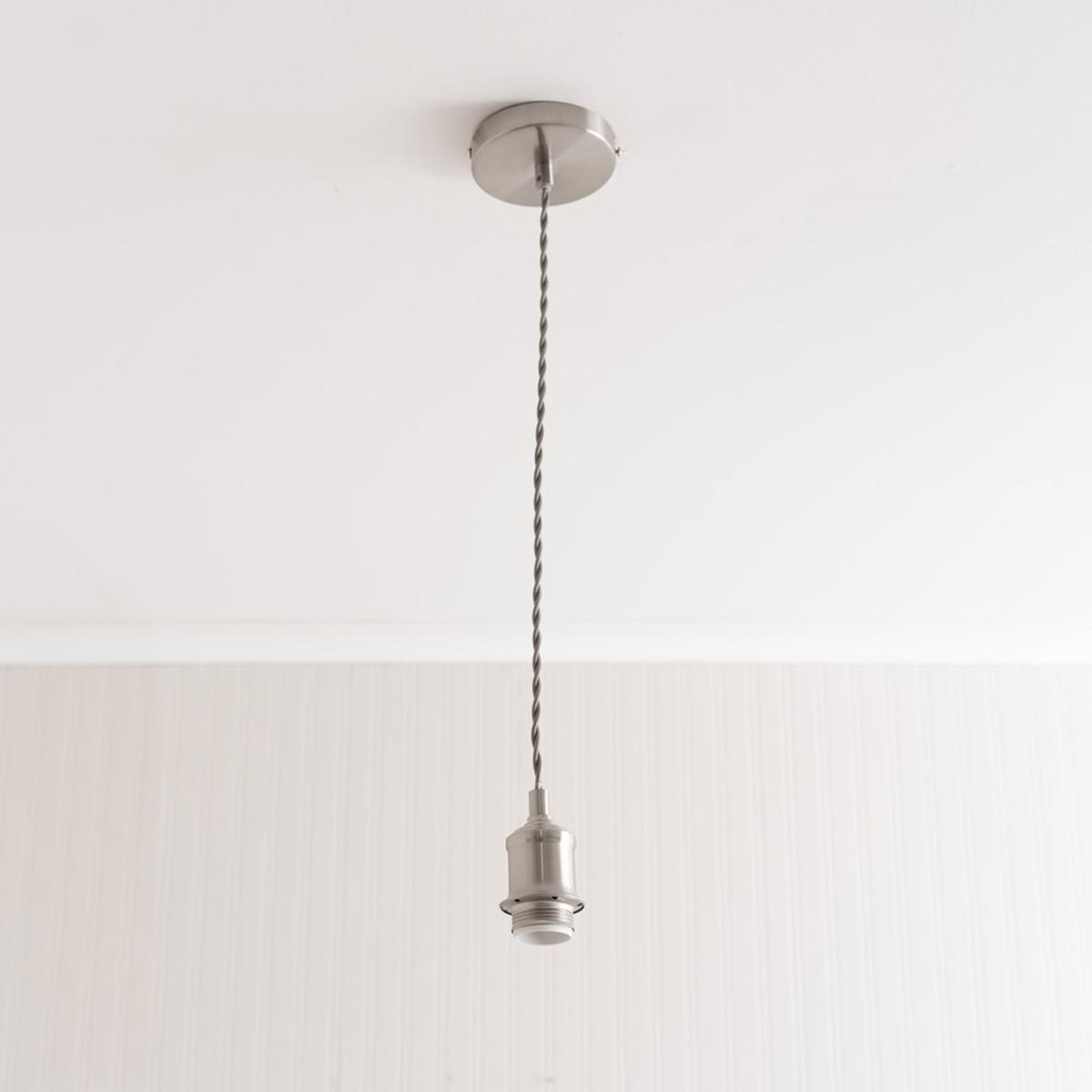 Shaw Adjustable Single Pendant Ceiling Lampholder - Brushed Chrome