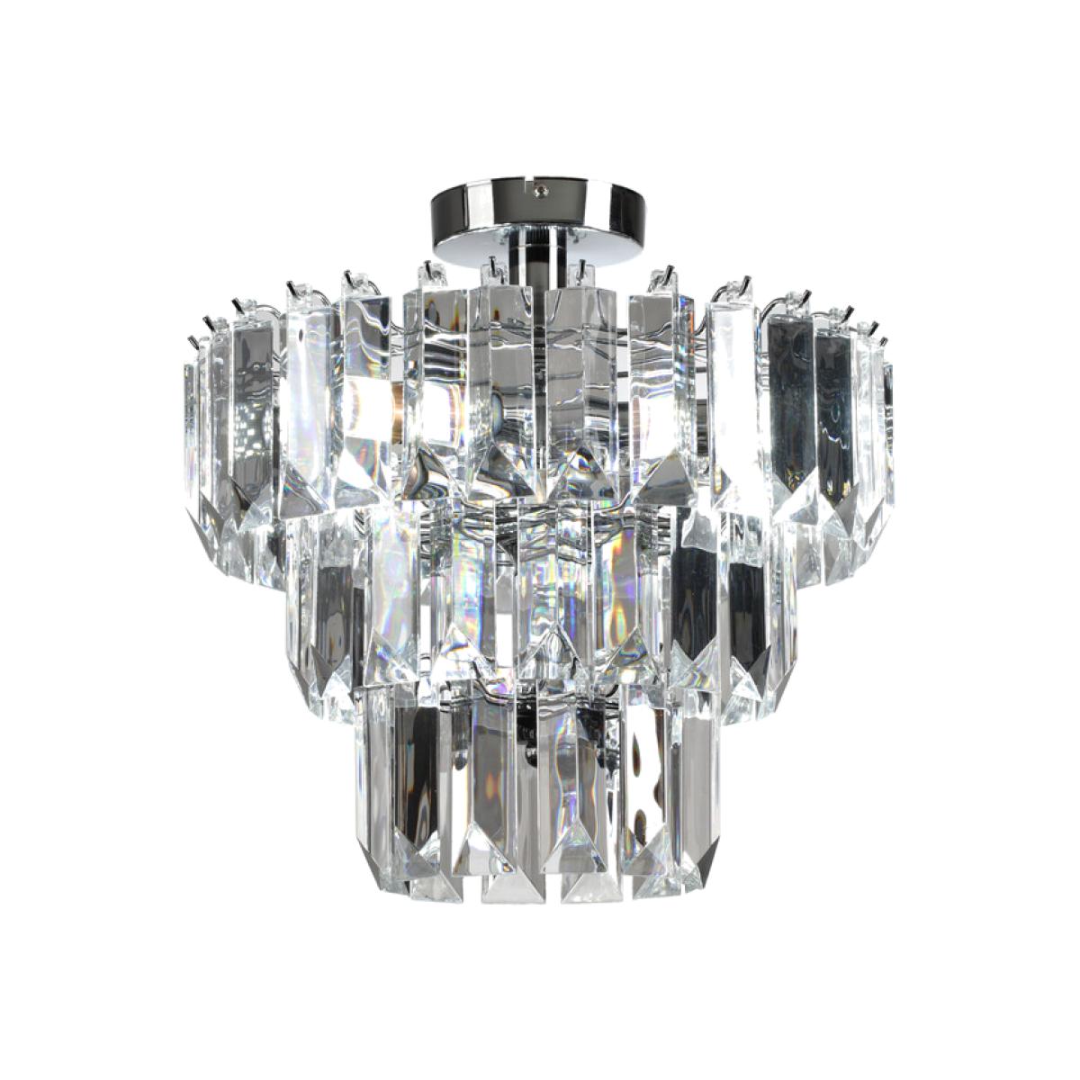 Chichester Three Light Chrome Clear Acrylic Semi Flush Chandelier - Chrome