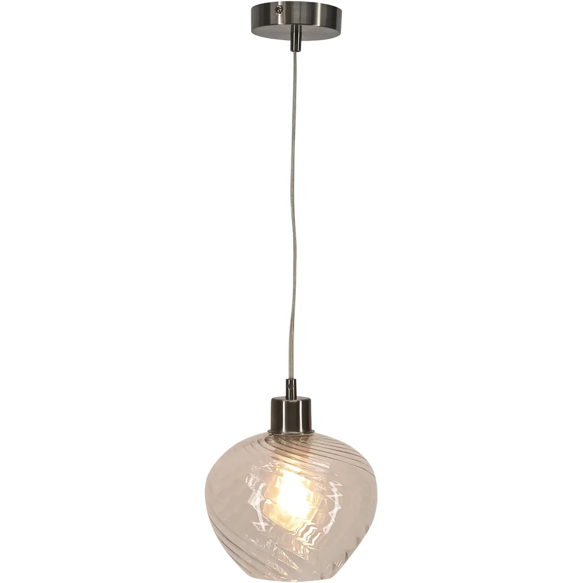Bradson Clear Swirl Glass With Satin Nickel Pendant Fitting - Satin Nickel & Clear – image 2