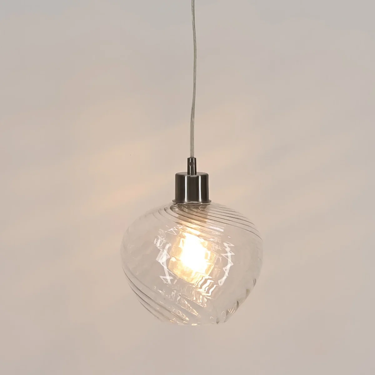 Bradson Clear Swirl Glass With Satin Nickel Pendant Fitting - Satin Nickel & Clear – image 5