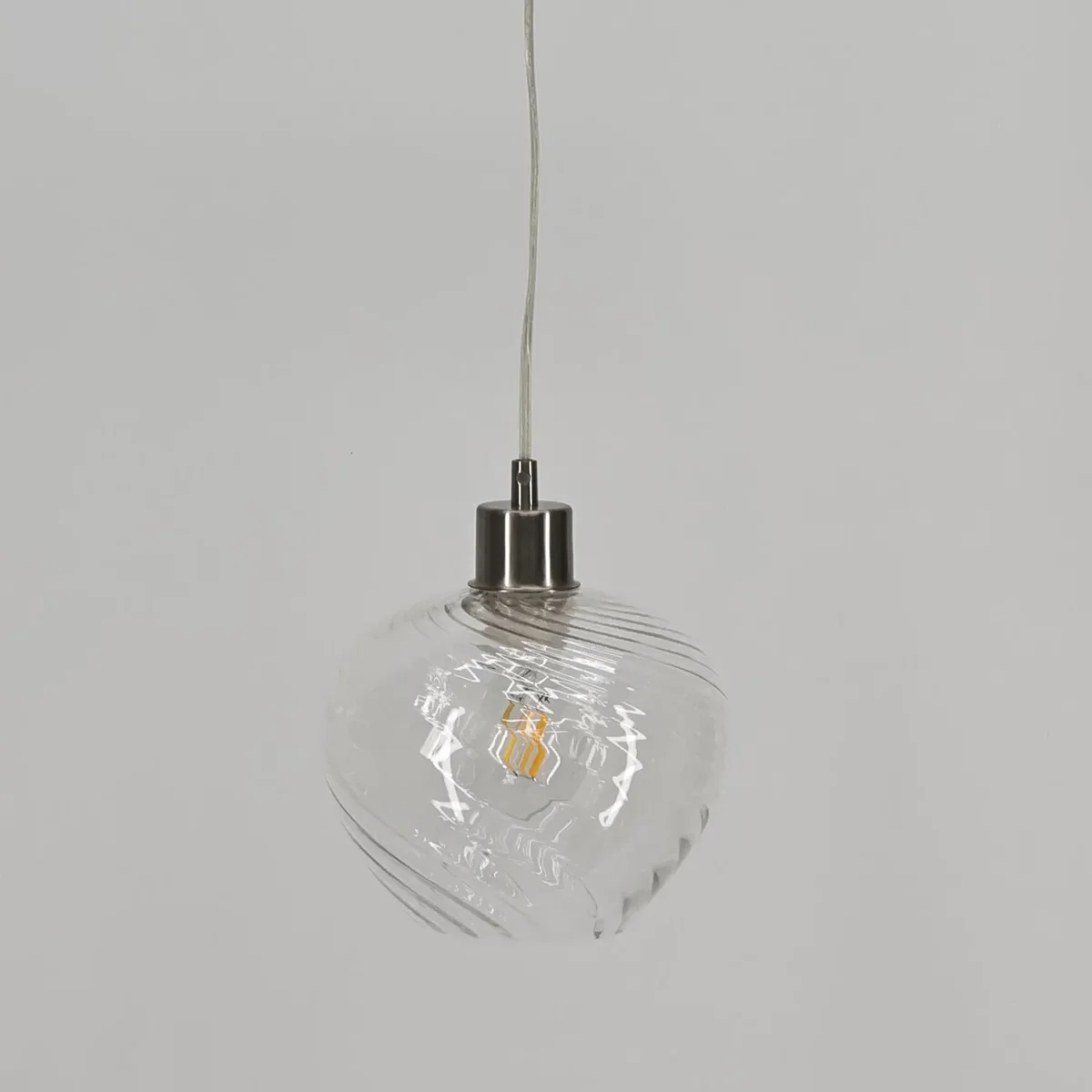 Bradson Clear Swirl Glass With Satin Nickel Pendant Fitting - Satin Nickel & Clear – image 6