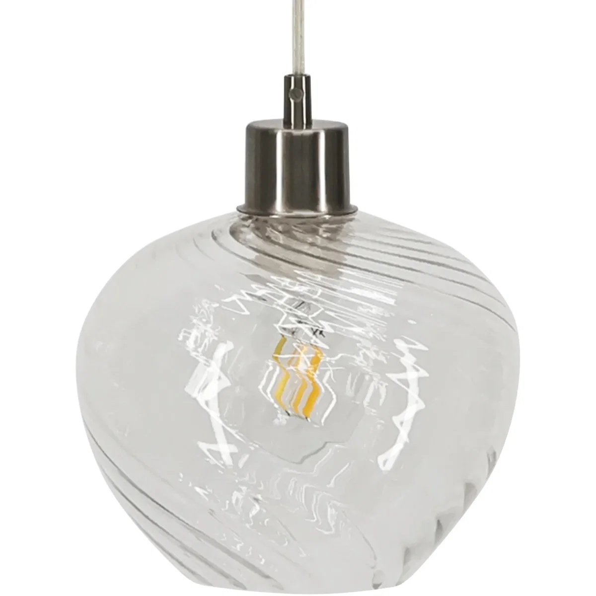Bradson Clear Swirl Glass With Satin Nickel Pendant Fitting - Satin Nickel & Clear – image 7
