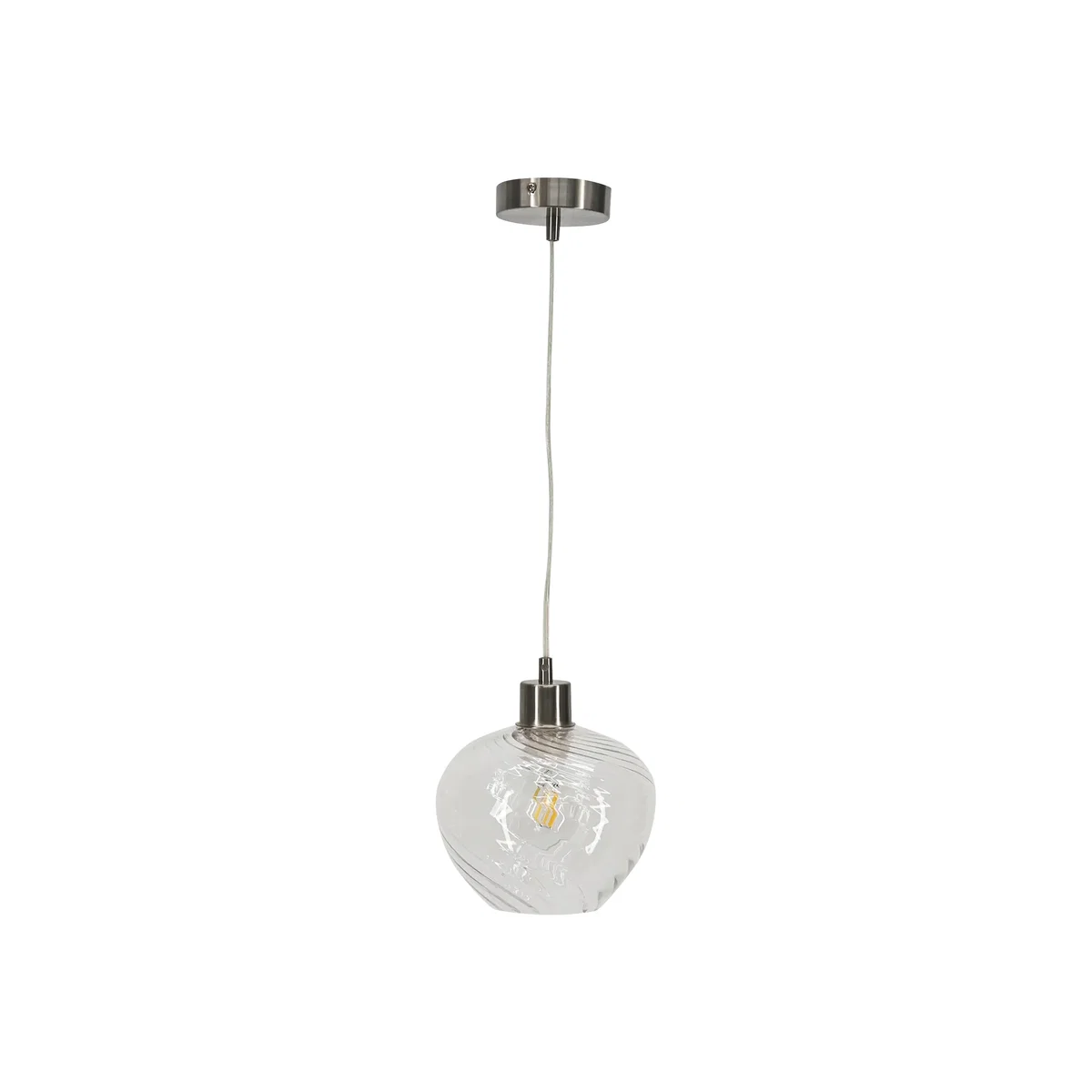 Bradson Clear Swirl Glass With Satin Nickel Pendant Fitting - Satin Nickel & Clear – image 1