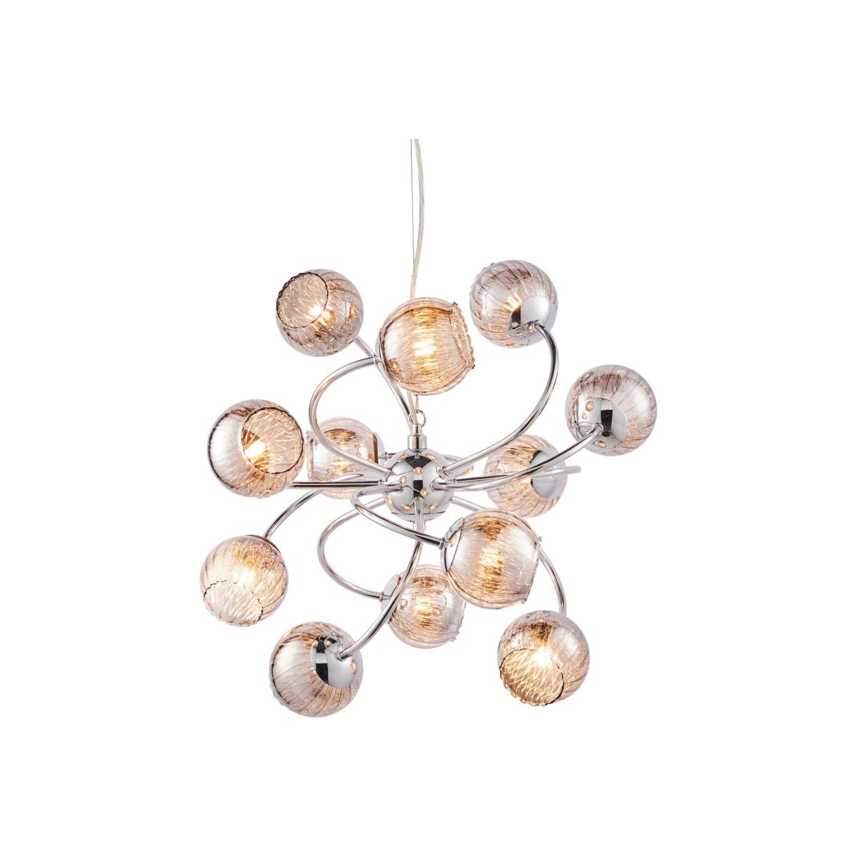 Aerith 12 Light Multi Arm Pendant Flower Chrome, Smokey Mirror Tinted Glass, G9 - Smokey Mirror Tinted Glass – image 1