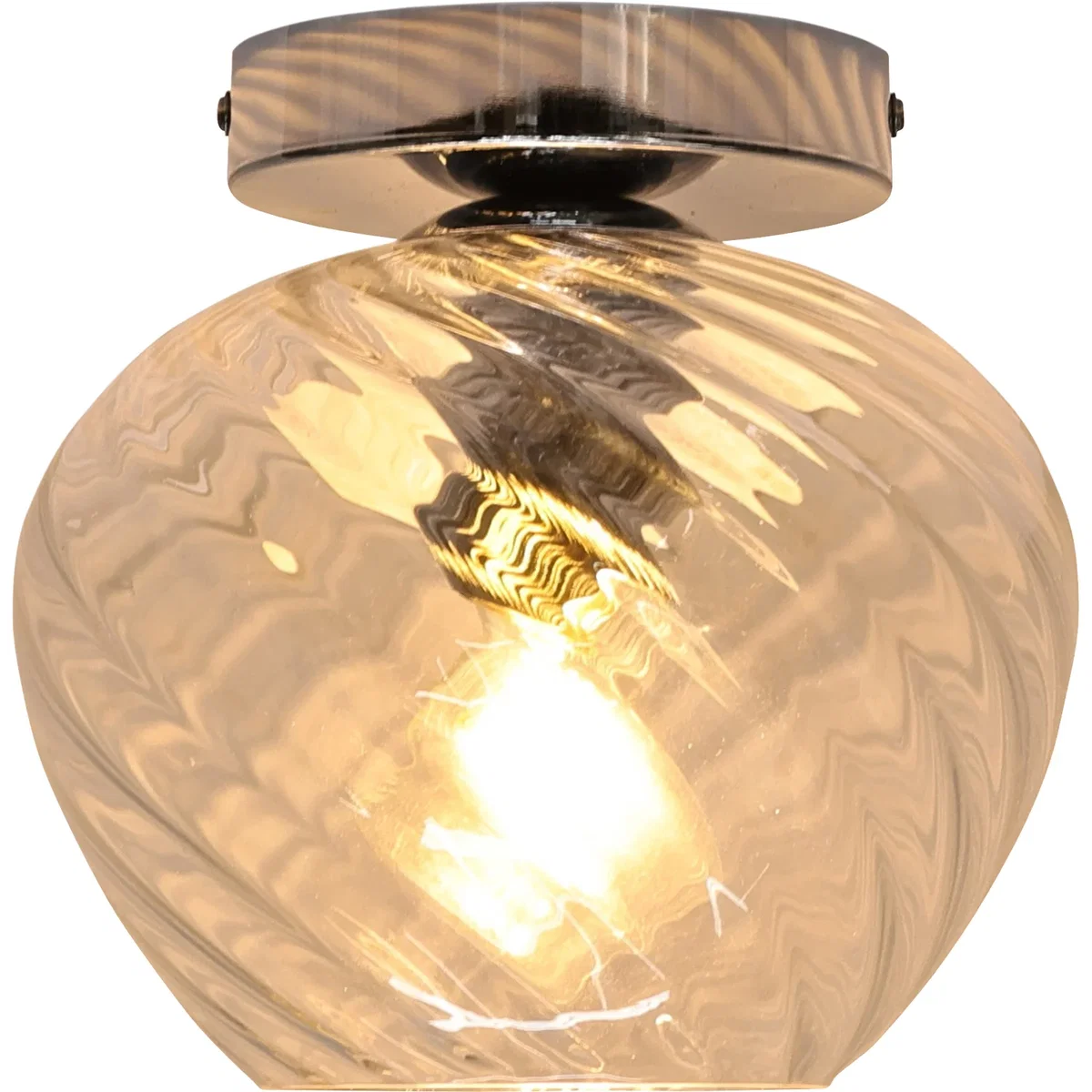 Bradson Clear Swirl Glass Chrome Ceiling Light Fitting - Chrome & Clear – image 2