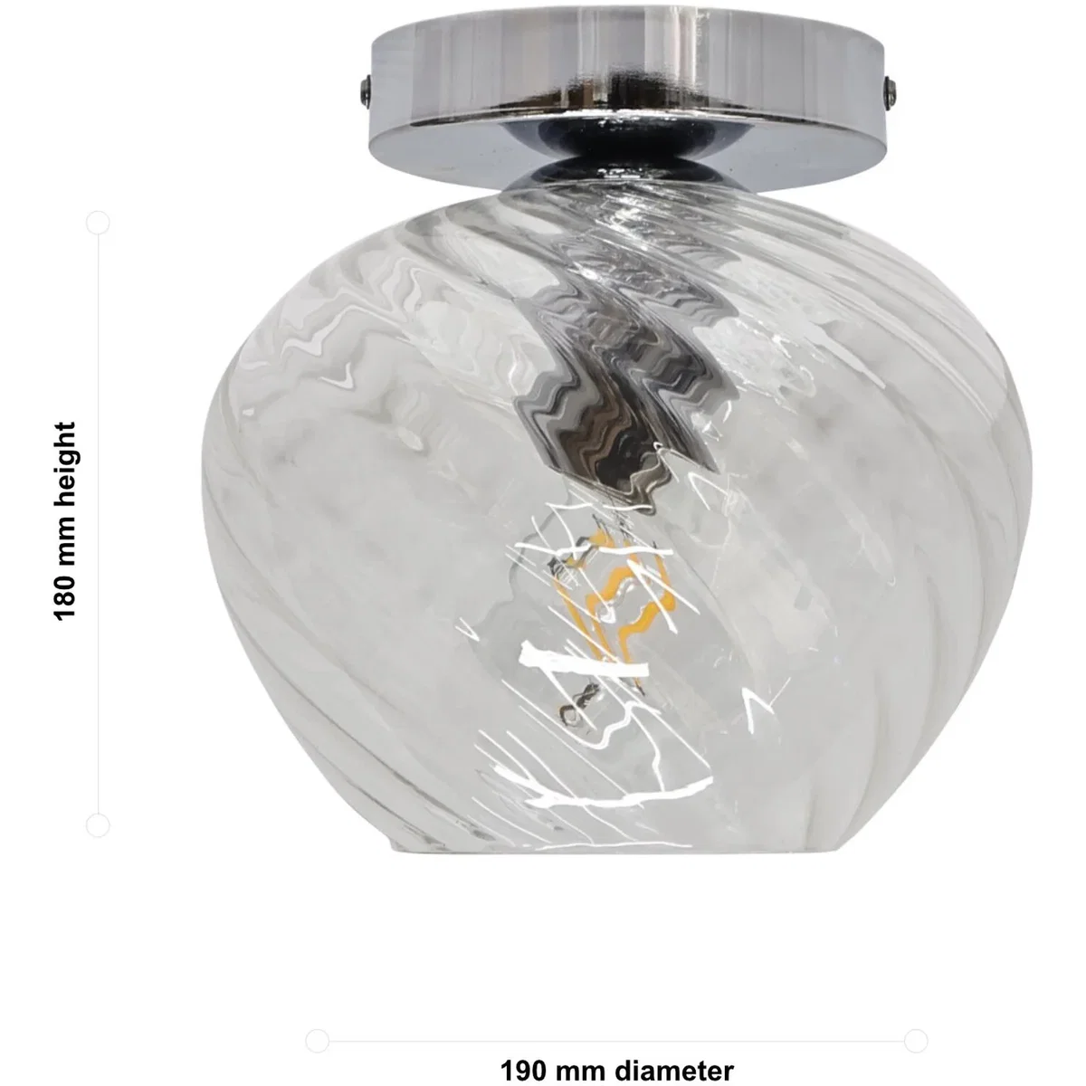 Bradson Clear Swirl Glass Chrome Ceiling Light Fitting - Chrome & Clear – image 5