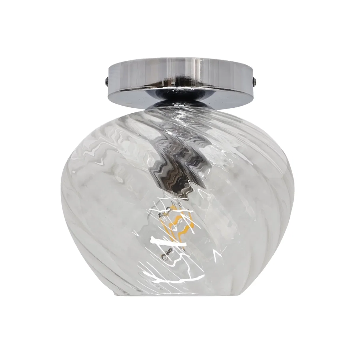 Bradson Clear Swirl Glass Chrome Ceiling Light Fitting - Chrome & Clear – image 1